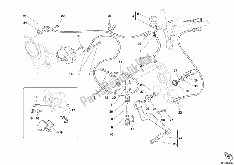 Todas las partes para Sistema De Freno Trasero de Ducati Multistrada 1100 S 2007
